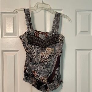 Guess Black and Gray Sleeveless Bustier Bodysuit
